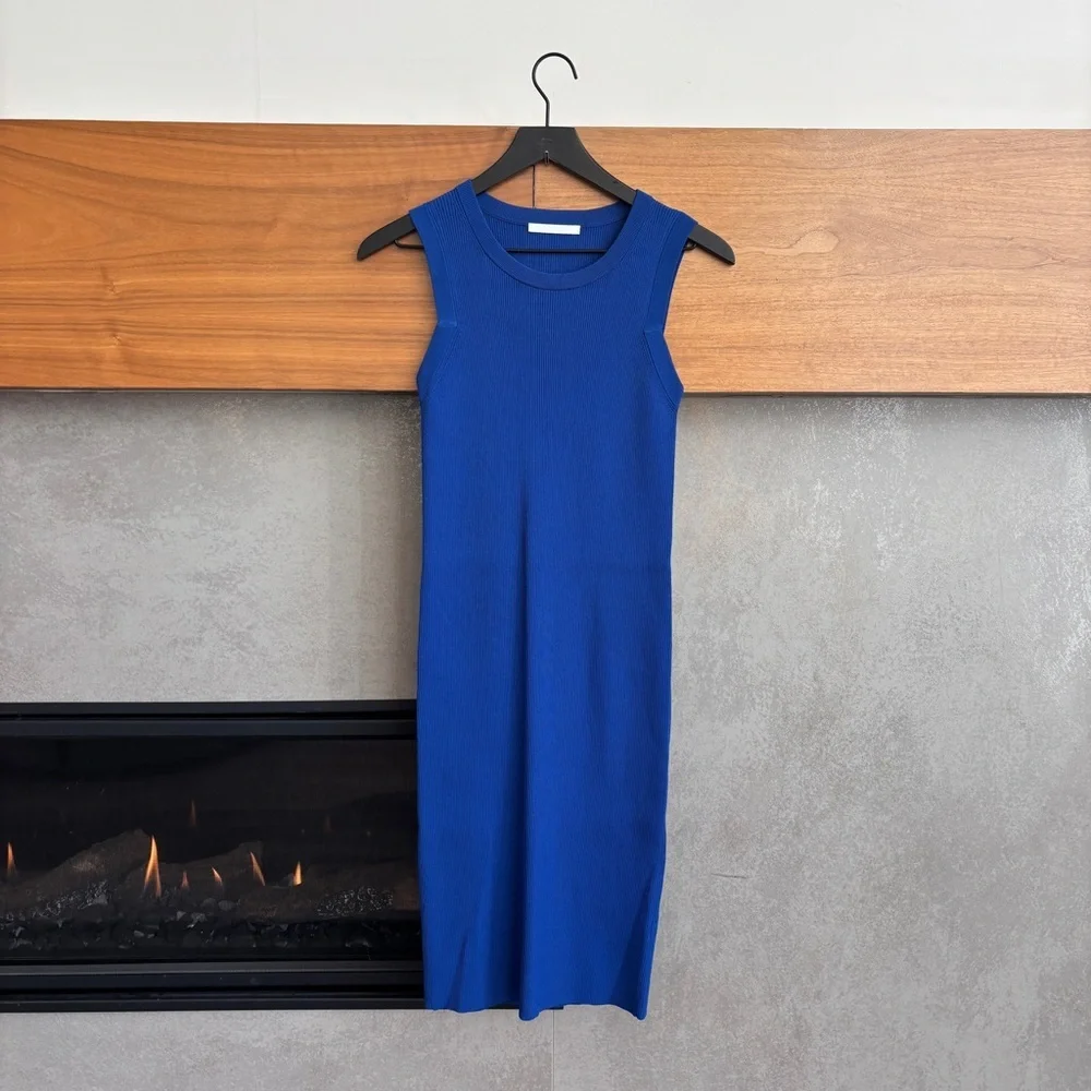 NWOT Helmut Lang Royal Blue Knit Ribbed Mini Dress, Size S - Picture 4 of 13